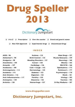 drug speller 2013 1st edition anissa r nierenberger 1481020501, 978-1481020503