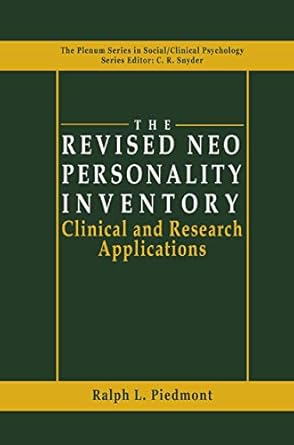 the revised neo personality inventory clinical and research applications 1st edition ralph l piedmont