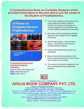 a primer on complete denture prosthodontics 1st edition k chandrasekharan nair ,purushotham manvi ,s srividya