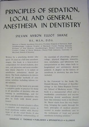 principles of sedation local and general anesthesia in dentistry 1st edition sylvan myron elliot shane