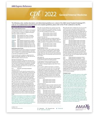 cpt express reference coding card 2022 general/internal medicine 1st edition american medical association