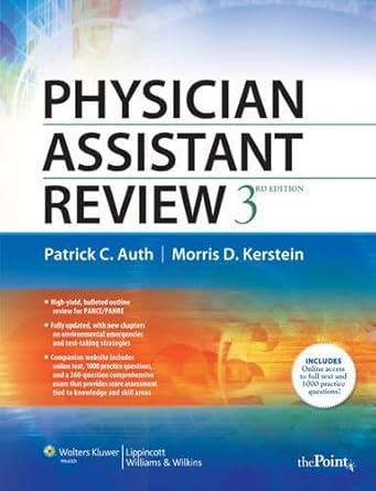 physician assistant review 1st edition patrick c auth ,morris d kerstein 0781783607, 978-0781783606
