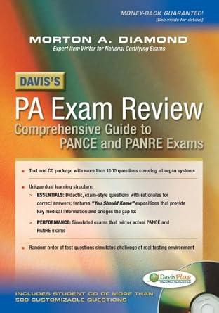 daviss pa exam review focused review for the pance and panre 1st edition morton a diamond md facp faha facc