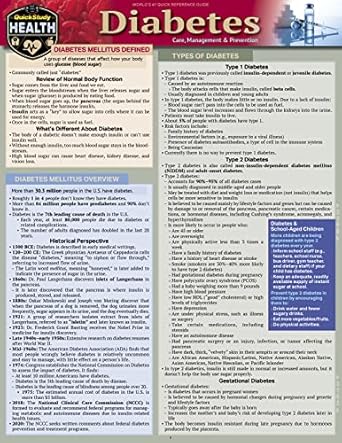 diabetes care management and prevention a quickstudy laminated reference guide 1st edition jodi mccaffrey