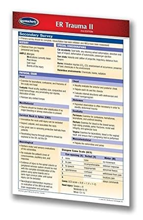 er trauma ii guide emergency medicine pocket chart medical quick reference guide by permacharts 1st edition