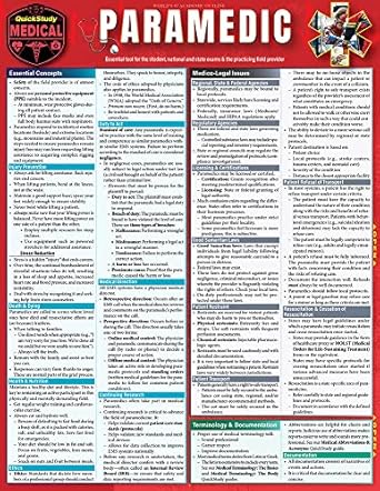 paramedic a quickstudy laminated reference guide 1st edition the red to black editing co 1423244214,