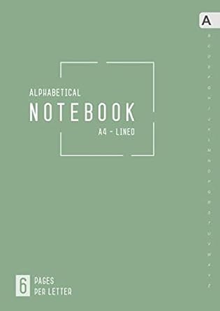 alphabetical notebook a4 6 pages per letter lined journal organizer large with a z tabs printed smart design