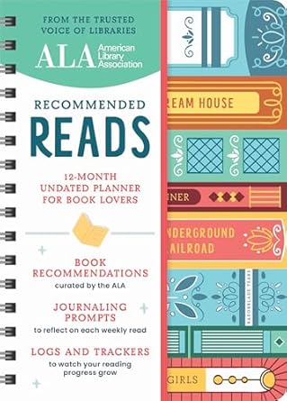 american library association recommended reads and undated planner a 12 month book log and undated planner