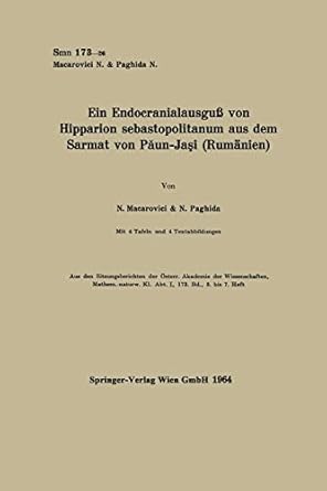 ein endocranialausguss von hipparion sebastopolitanum aus dem sarmat von paun jasi 1st edition neculai