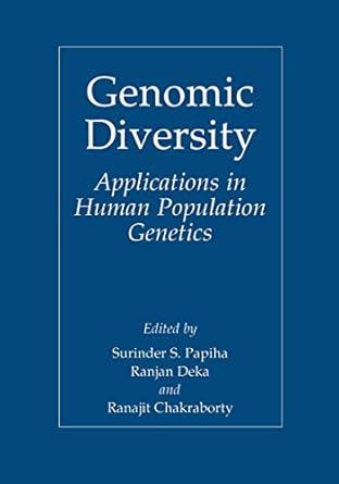 genomic diversity applications in human population genetics 1st edition surinder singh papiha ,ranjan deka