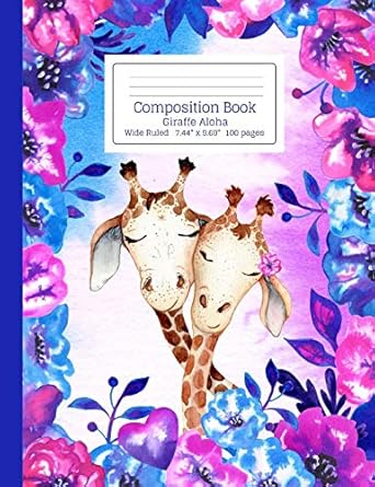 composition book purple pink and blue floral tie dye pattern giraffe aloha wide ruled 1st edition cool for