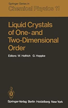 liquid crystals of one and two dimensional order proceedings of the conference on liquid crystals of one and