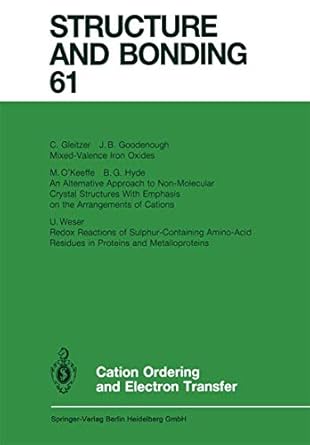 cation ordering and electron transfer 1st edition c gleitzer b g hyde j b goodenough ,john b goodenough ,b g
