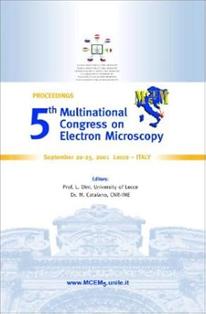 proceedings of 5th multinational congress on electron microscopy september 20 25 2001 lecce italy 1st edition