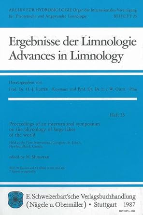 proceedings of an international symposium on the phycology of large lakes of the world 1st edition m munawar