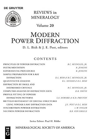 modern powder diffraction 1st edition david l bish ,jeffrey e post 0939950243, 978-0939950249