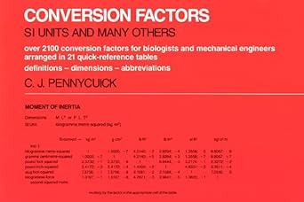 conversion factors s i units and many others 1st edition colin j pennycuick 0226655075, 978-0226655079