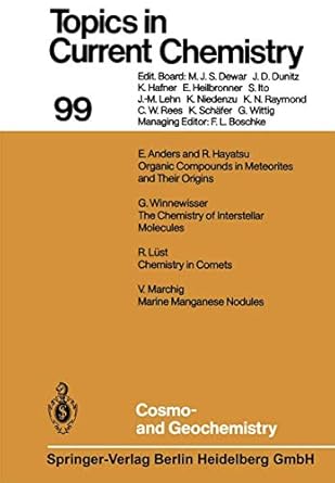 cosmo and geochemistry 1st edition e v winnewisser g anders 354010920x, 978-3540109204