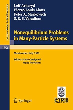 nonequilibrium problems in many particle systems lectures given at the 3rd session of the centro