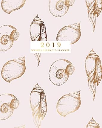 2019 weekly splendid planner blush pink and gold seashells weekly dated agenda diary book 12 months january