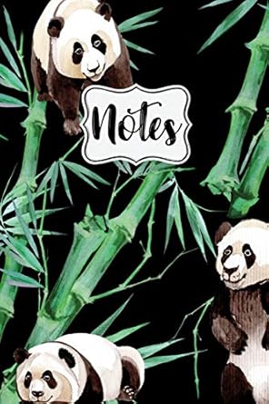 notes watercolor panda notebook black background 6 x9 120 blank lined pages 1st edition alledras designs