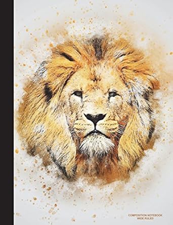 composition notebook wide ruled lion composition notebook for school kids students subject daily journal for