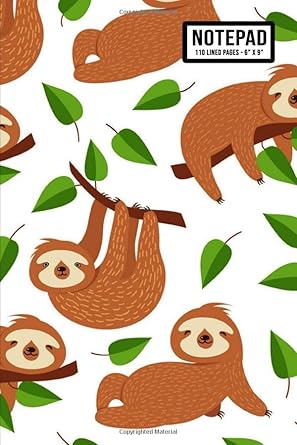 sloth notepad sloth small lined notepad / notebook 110 pages 6 x 9 1st edition neptune a notepads 1679340999,