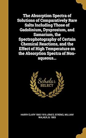 the absorption spectra of solutions of comparatively rare salts including those of gadolinium dysprosium and
