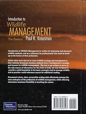 introduction to wildlife management the basics 1st edition paul r krausman 0132808501, 978-0132808507