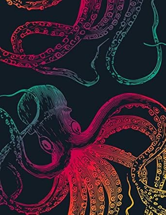 vintage octopus sketchbook 90s rainbow ocean sea life sketchbooks for artists adults and kids to draw in 8
