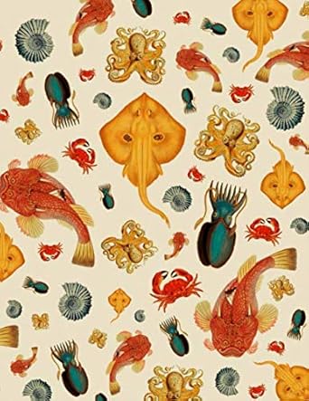 vintage sea life animals sketchbook ocean sketchbooks with squid manta ray crabs shells and octopus 8 5x11