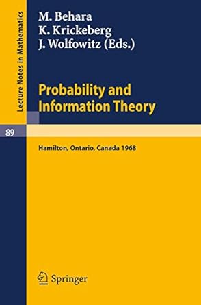 probability and information theory proceedings of the international symposium at mcmaster university canada