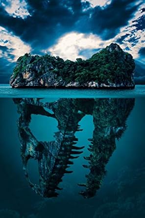 notes lined notebook 120 pages ruled writing journal with a submerged dinosaur skull secret mystery island