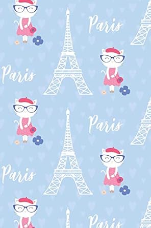 french cat in paris notebook beautiful blue cat in pink dress travel notebook for girls to write in cute