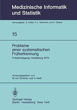 probleme einer systematischen fruherkennung 6 fruhjahrstagung heidelberg 1979 fachbereich planung und