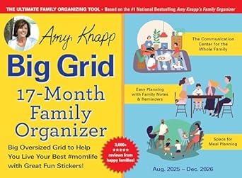 2026 amy knapps big grid family organizer wall calendar 17 month giant fridge calendar for mom with 175+