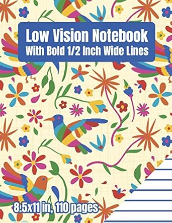 low vision notebook with bold 1/2 inch wide lines a big blank lined paper book for visually impaired or
