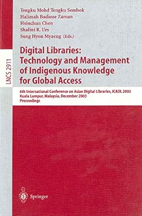 digital libraries technology and management of indigenous knowledge for global access 6th international