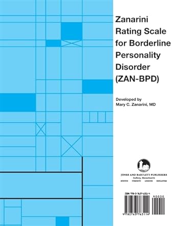 zanarini rating scale for borderline personality disorder 1st edition mary c zanarini 076376311x,