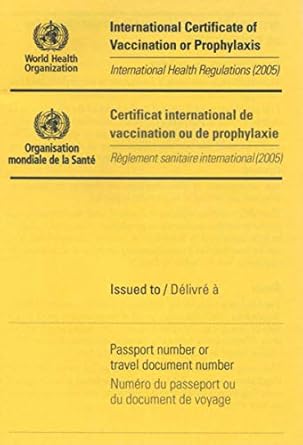 international certificate of vaccination with vinyl document holder world health organization bilingual