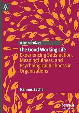 the good working life experiencing satisfaction meaningfulness and psychological richness in organizations