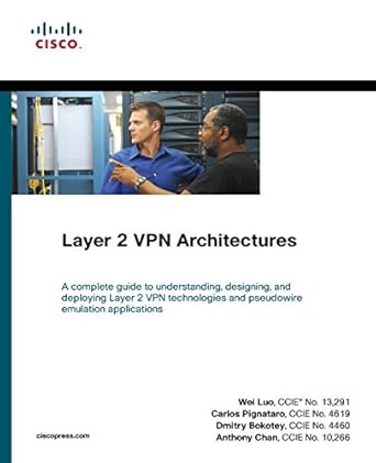 layer 2 vpn architectures 1st edition wei luo ,carlos pignataro ,anthony chan ,dmitry bokotey 1587058480,