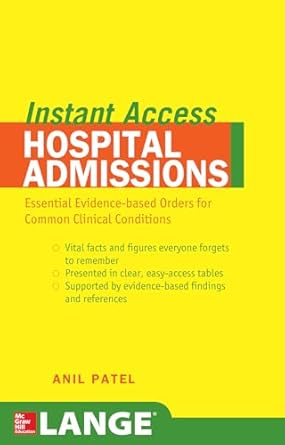lange instant access hospital admissions 1st edition patel 0071481370, 978-0071481373