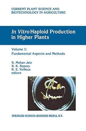 in vitro haploid production in higher plants volume 1 fundamental aspects and methods 1st edition s mohan