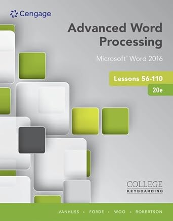 bundle advanced word processing lessons 56 110 microsoft word 2016 spiral bound version 20th + lms printed