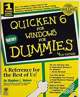 quicken 6 for windows for dummies 1st edition stephen l nelson 0764500368, 978-0764500367