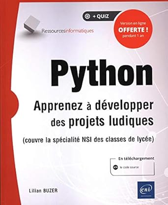 python apprenez a developper des projets ludiques 1st edition lilian buzer 2409022766, 978-2409022760