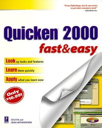 quicken 2000 fast and easy 1st edition craig witherspoon 0761523146, 978-0761523147