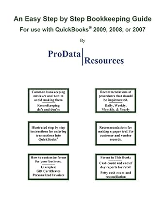 an easy step by step bookkeeping guide for use with quickbooks 2009 2008 or 2007 1st edition prodata