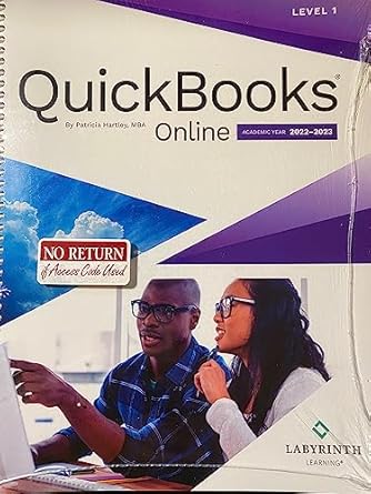 quickbooks online level 1 academic year 2022 2023 1st edition patricia hartley 1640613749, 978-1640613744